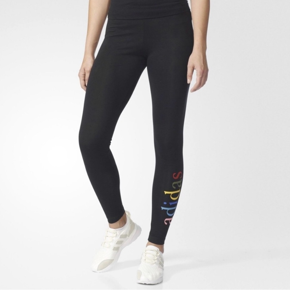 Adidas Originals Women's Trefoil Leggings Fitness Pants Black AY6643 SZ Small - Picture 2 of 5